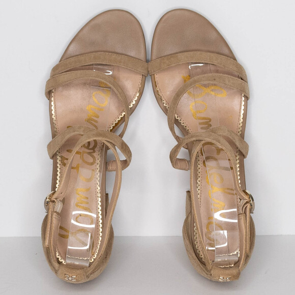 Sam Edelman Sandal Stacie Heel Y2K 90s Minimalist Coastal Grandma Boho Suede 7.5 - Picture 5 of 6